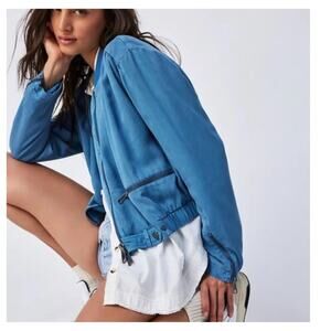 FREE PEOPLE Knock Out Siren Bomber Jacket Size Small